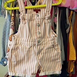 Striped Tan Kids Overalls